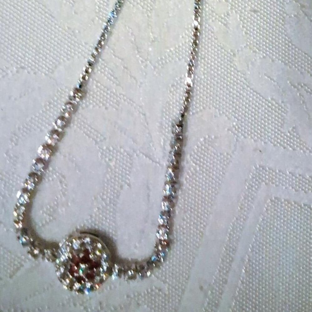 NEW 6" ADJUSTIBLE SILVER AND RHINESTONE BRACELET 3" WHITE RHINSTONES ON BRACELET